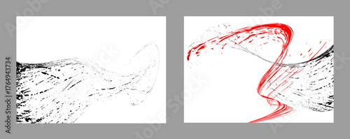 Strokes of black and red paint on a white background. Set of two templates. Graffiti element. Design template for the design of banners, posters, booklets, covers, magazines. EPS 10