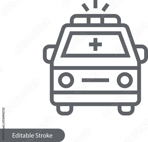 Ambulance Icon, Isolated on Transparent Background, Editable Stroke