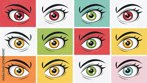 Vibrant Pop Art Eye Illustrations Colorful Abstract Expression