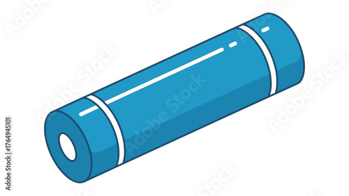 Rolled Yoga Mat: A vibrant blue yoga mat, neatly rolled, ready for a session of wellness and mindful exercise.