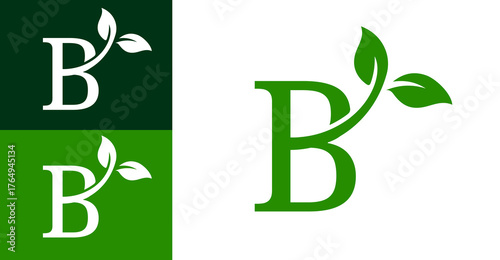 Creative Letter B with Green Leaves Logo Design. Logo For Organic Brands.