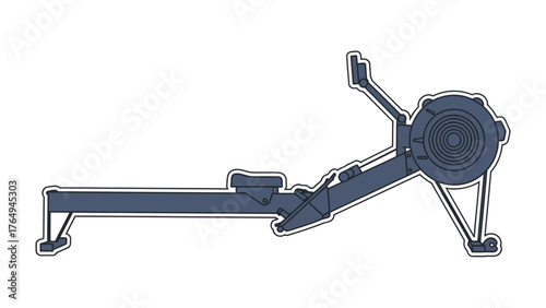 Rowing Machine Silhouette: A sleek, modern rowing machine illustration, ready to boost your fitness goals. Perfect for sports and exercise concepts.