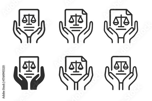 Legal Assistants Logos. Legal assistants supporting lawyers. Set Logo of Legal assistants supporting lawyers: Legal document. harmonious logo variations of the