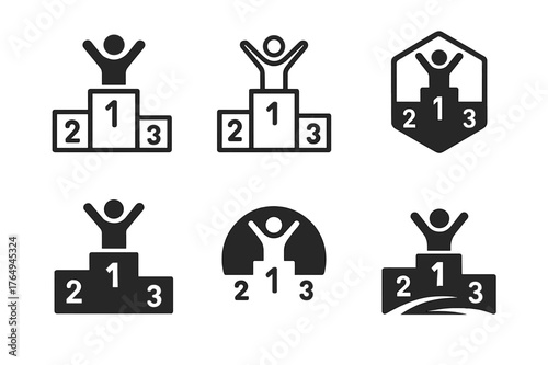 Sport Podium Logos. Sports events and live competitions. Set Logo of Sports events and live competitions: Podium. harmonious logo variations of the same