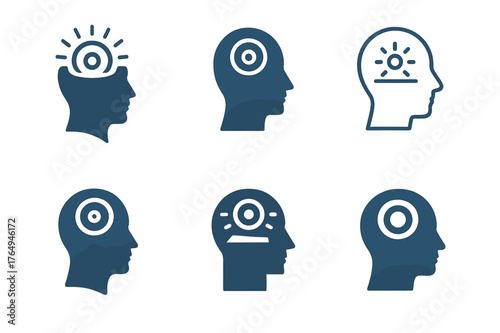 Mind Focus Logos. improving mental focus and clarity for success. Set Logo of improving mental focus and clarity for success: open mind concept. harmonious