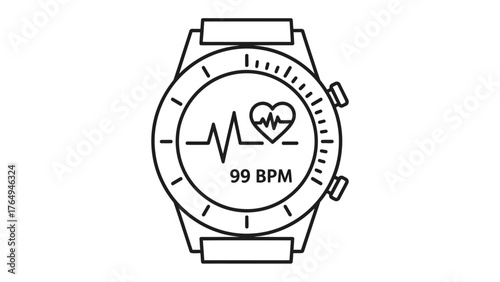 Smartwatch with Heart Rate Monitor: This image shows a smartwatch with a heart rate monitor displayed on its screen, showcasing the technology's ability to track and analyze vital health data.