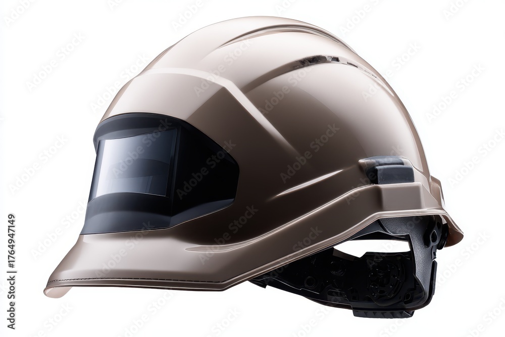 Fototapeta premium Professional protective headgear features an integrated dark viewing window for specialized tasks