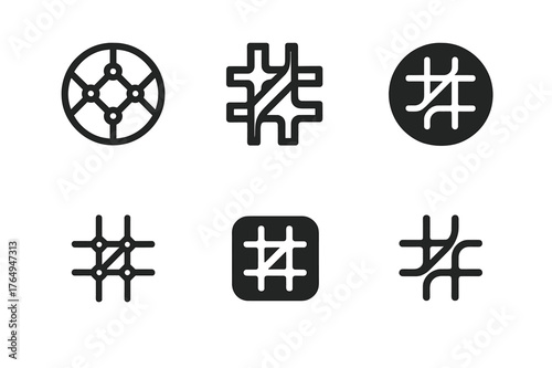 Transport Logo Variations. public transportation networks. Set Logo of public transportation networks: train network grid. harmonious logo variations of the
