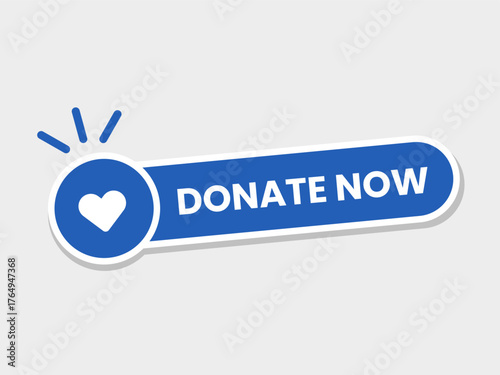 Donate Now Button. Sticker Label or Badge Sign Symbol. Vector Illustration.