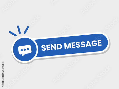 Send Message Button. Sticker Label or Badge Sign Symbol. Vector Illustration.