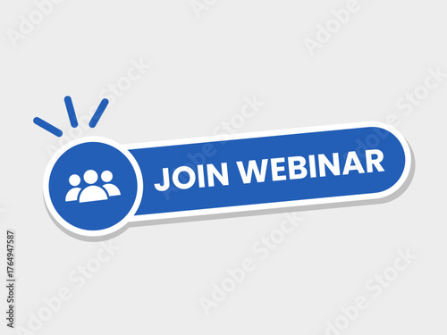 Join Webinar Button. Sticker Label or Badge Sign Symbol. Vector Illustration.