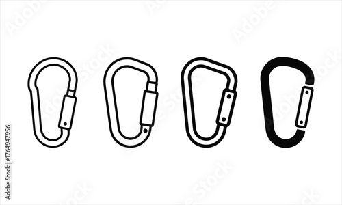 Carabiner vector illustration set safety and security climbing equipment design