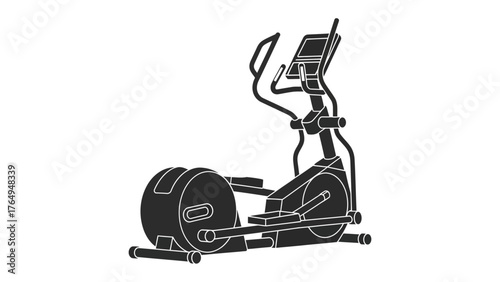 Elliptical Trainer Illustration: Depicts a sleek, modern elliptical trainer, ideal for home workouts and fitness routines, offering a low-impact exercise option for cardiovascular health.