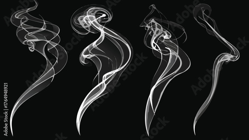 Abstract Smoke Trails Art Black Background Fluid Motion Design