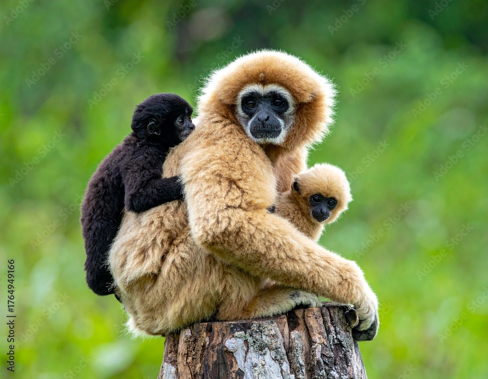 Fototapeta premium Gibbon Family Bond