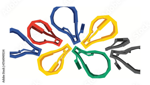 Colorful Wire Ties: A vibrant array of multi-colored wire ties, meticulously arranged to form a dynamic and eye-catching composition, representing order and organization.