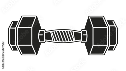 Dumbbell Symbol: A bold, stylized depiction of a dumbbell, showcasing its shape, form, and functionality. Ideal for fitness, gym, or weightlifting visuals. 