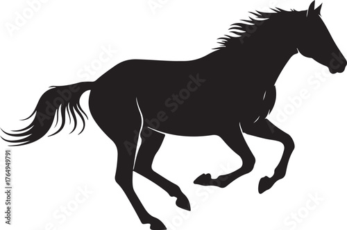 Horse silhouette vector illustration running gallop stallion on white background