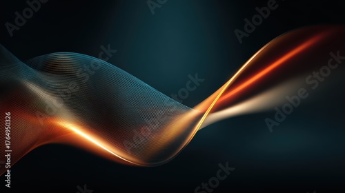 Abstract flowing wave design with vibrant light streaks in dark background for modern digital art and visual creativity