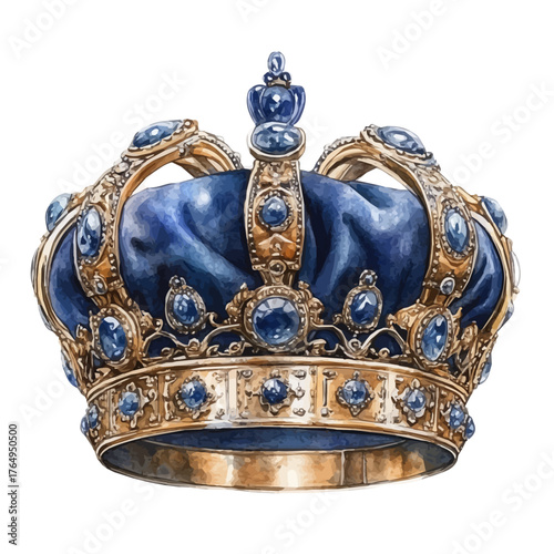 watercolor of Imperial Crown, vector, isolated on a white background.