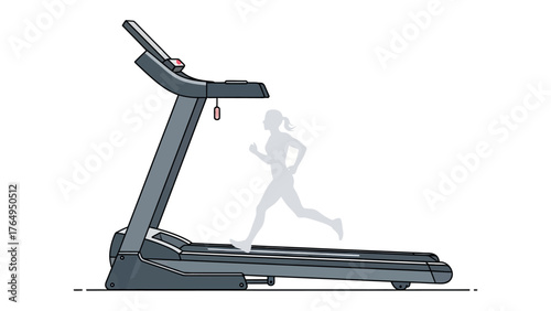 Treadmill Silhouette: A sleek treadmill, captures a silhouetted figure running, evoking the essence of fitness and determined exercise in a clean, modern aesthetic.