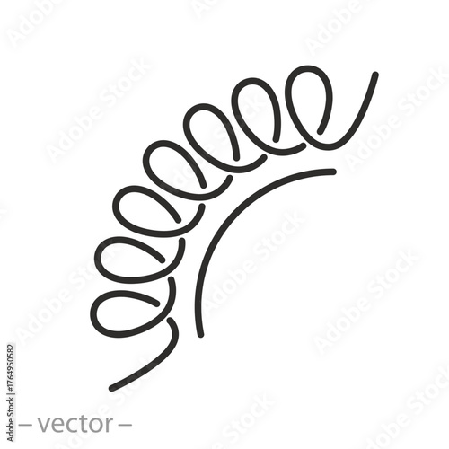 flexibility icon, spiral spring, flexible property, thin line symbol on white background - editable stroke vector illustration