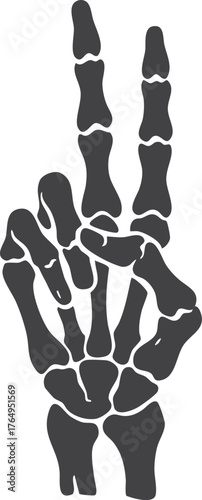 skeleton hand making the Vulcan salute gesture