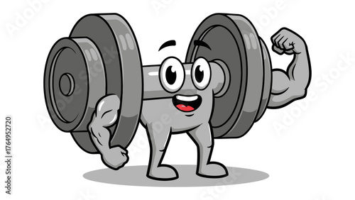 Ironclad Physique: An animated dumbbell showcases its muscular build, embodying the strength and vitality associated with fitness and exercise.