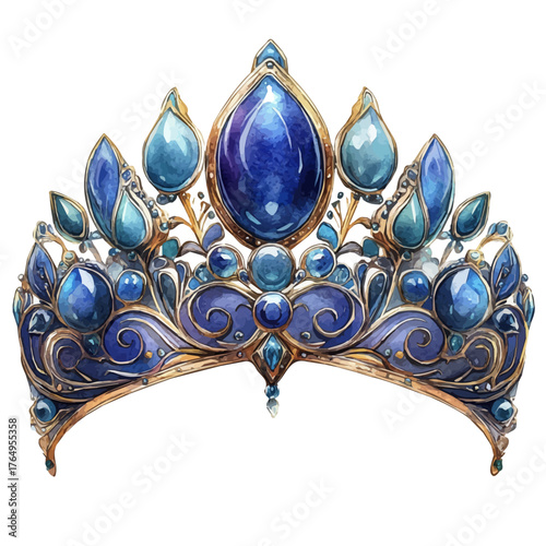Historic Diadem, watercolor illustration vector, isolated on a white background.