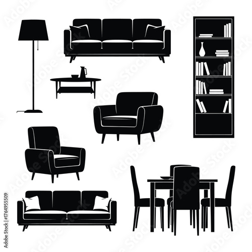 Interior Design Elements Illustration: A stylized illustration showcasing an array of interior design elements, offering a glimpse into the art of space planning.