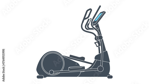 Elliptical Machine in Silhouette: A sleek, modern elliptical machine stands in a health club, inviting fitness and wellness enthusiasts to embark on their workout journey. 