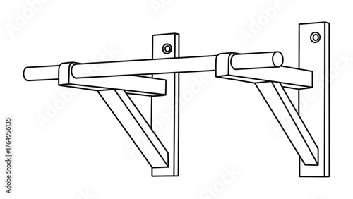 Pull-up Bar Illustration: A minimalist illustration of a sturdy pull-up bar, ready to provide a solid foundation for achieving fitness goals, mounted on a surface