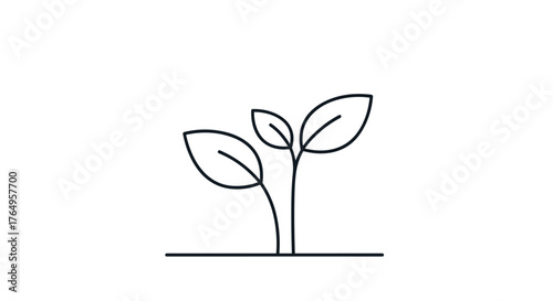 Simple outline drawing of a small seedling growing from the soil.