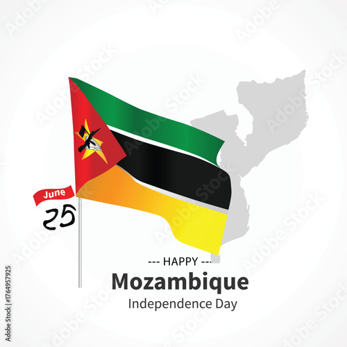 Mozambique Independence Day post illustration on whtie background