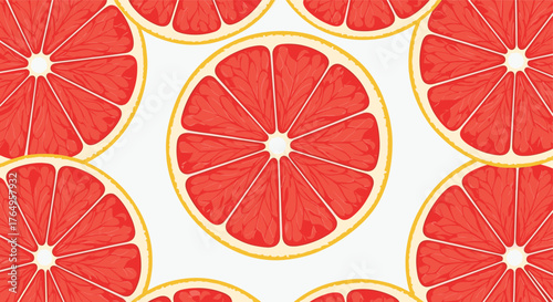 Refreshing citrus slices with bright pink pulp create a vibrant background pattern.