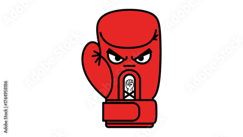 Animated Boxing Glove's Attitude: A vibrant illustration of a bold red boxing glove with a determined expression, ready for a match, is depicted against a simple background.