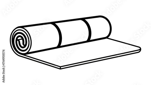 Rolled Yoga Mat: The image shows a neatly rolled-up yoga mat, perfect for exercise, fitness, and relaxation. The rolled mat is a symbol of wellness and mindful practice.