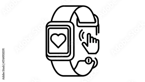 Wearable Technology Illustration: An illustration showcasing a smartwatch with a heart symbol on the screen, indicating health and fitness tracking capabilities.
