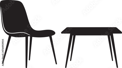 Restaurant table and chairs vector icon — modern dining furniture for cafe, restaurant, or outdoor garden. Perfect for dinner and lunch concepts, flat, outline.