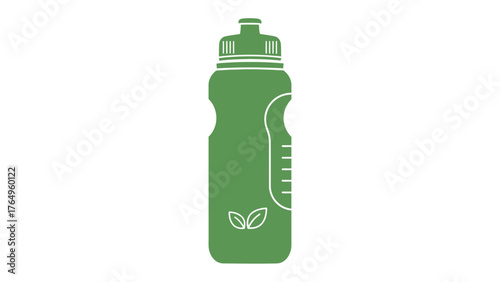 Eco-Friendly Water Bottle: An elegant illustration of a vibrant green water bottle, symbolizing hydration and eco-consciousness. A symbol of sustainability and health.