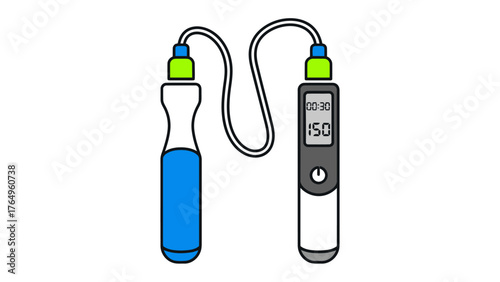 Smart Jump Rope: A sleek, modern smart jump rope is designed for efficient and data-driven workouts, featuring ergonomic handles and integrated digital display.