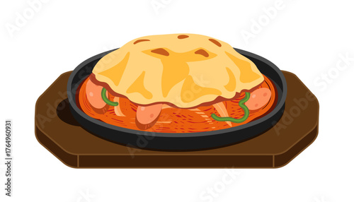 ナポリタンのチーズ焼きのイラスト