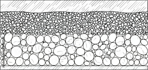 CAD Texture Drawings, stone wall  top and side view patterns, Stone, Gravel, and Pebble Section Pattern Outline Vector for Architectural Material Design