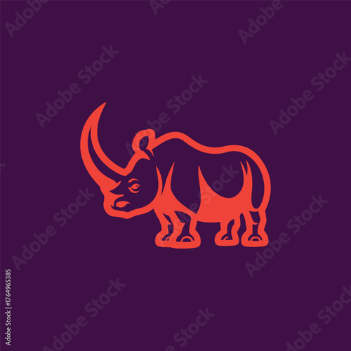 Silhouette Style Vector Rhino Logo Icon – Minimalist Black Rhinoceros Emblem Design for Wildlife Conservation, Safari Branding, Sports Teams, Zoo Logos, Adventure Gear, and Nature Concepts