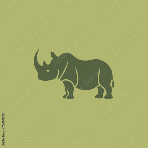 Silhouette Style Vector Rhino Logo Icon – Minimalist Black Rhinoceros Emblem Design for Wildlife Conservation, Safari Branding, Sports Teams, Zoo Logos, Adventure Gear, and Nature Concepts