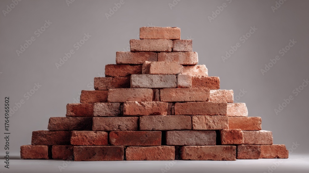 Obraz premium Stack of Red Clay Bricks in Pyramid Formation