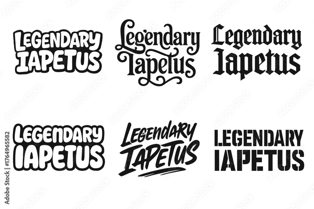 Obraz premium Iapetus Lettering Grid. Legendary Iapetus. Set lettering. harmonious lettering variations of the same emblematic concept (Funky cartoon-style lettering,