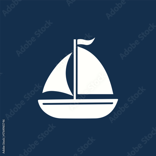 Silhouette Style Vector Sailing Boat Logo Icon – Minimalist Nautical Emblem Design for Marine Branding, Travel Agencies, Yacht Clubs, Adventure Logos, Ocean Themes, and Coastal Businesses