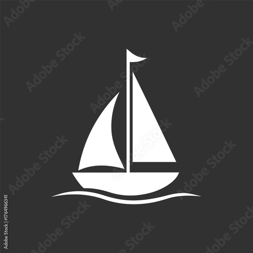 Silhouette Style Vector Sailing Boat Logo Icon – Minimalist Nautical Emblem Design for Marine Branding, Travel Agencies, Yacht Clubs, Adventure Logos, Ocean Themes, and Coastal Businesses