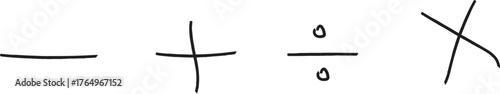 Hand Drawn Basic Arithmetic Operators Doodle Icon Set